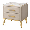 Nachttisch von Erandilo mit 2 Schubladen, beige Kunstleder- und Marmoroptik, Maße 50x40x55 cm, modernes Design