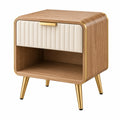 Nachttisch aus Holzwerkstoff in Braun-Creme mit Schublade und offenem Fach, Maße 50x40x60 cm, von Erandilo