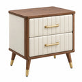 Nachttisch aus Holzwerkstoff in Cremebraun mit 2 Schubladen im Retro-Stil, Maße 50x40x60 cm, von Erandilo