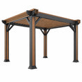 Schwarze Metall-Pergola 300x300x240 cm mit offenen Lamellen im Garten, robustes Design von Erandilo