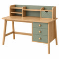 Moderner Schreibtisch aus Holzwerkstoff in Salbeigrün mit Regal und Schubladen, Maße 120 x 60 x 105 cm, von Erandilo