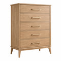 Skandinavischer Holz-Schubladenschrank von Erandilo, 90x45x120 cm, Eichenfarbe, mit 5 Schubladen, modernes Design