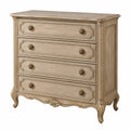 Massiver Landhausstil-Kommode von Erandilo, beige, 100 cm breit mit 4 Schubladen aus Holz, stilvoller Schubladenschrank