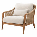 Holzsessel mit Kordel in Natur Creme, gepolstert, Maße 76x82x86 cm, Erandilo, gemütlicher Sitzmöbel in modernem Design