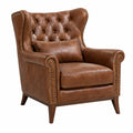 Brauner Chesterfield Ohrensessel von Erandilo aus Kunstleder mit Knopfheftung, Maße 85x90x105 cm, stilvoller Sitzkomfort