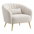 Moderner Erandilo Sessel aus cremefarbenem Bouclé-Stoff mit goldenen Metallbeinen, 80 x 76 x 78 cm, stilvoll und komfortabel.