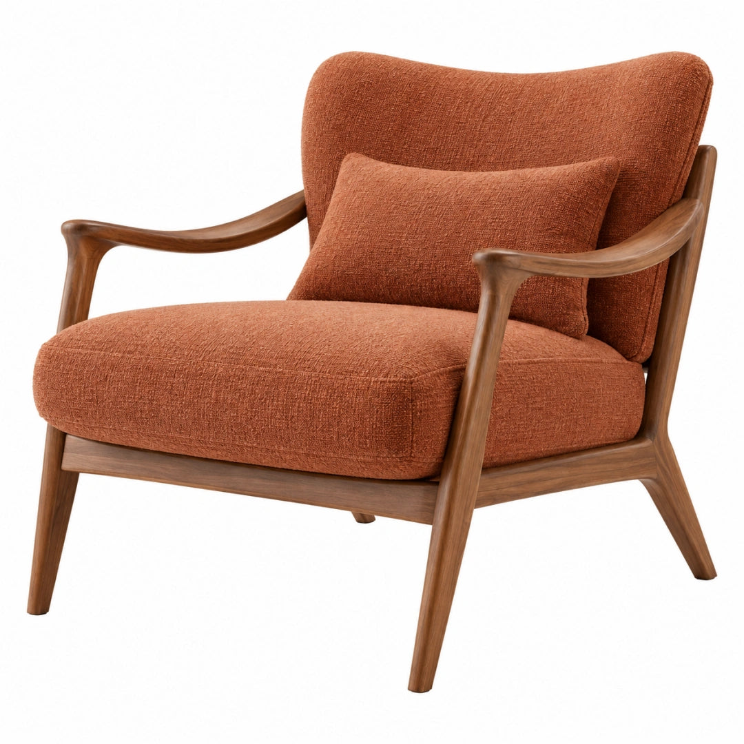 Gepolsterter Wohnzimmerstuhl von Erandilo, Terrakotta-Sessel mit Holzgestell, Maße 76x82x88 cm, komfortabler Sitzbereich