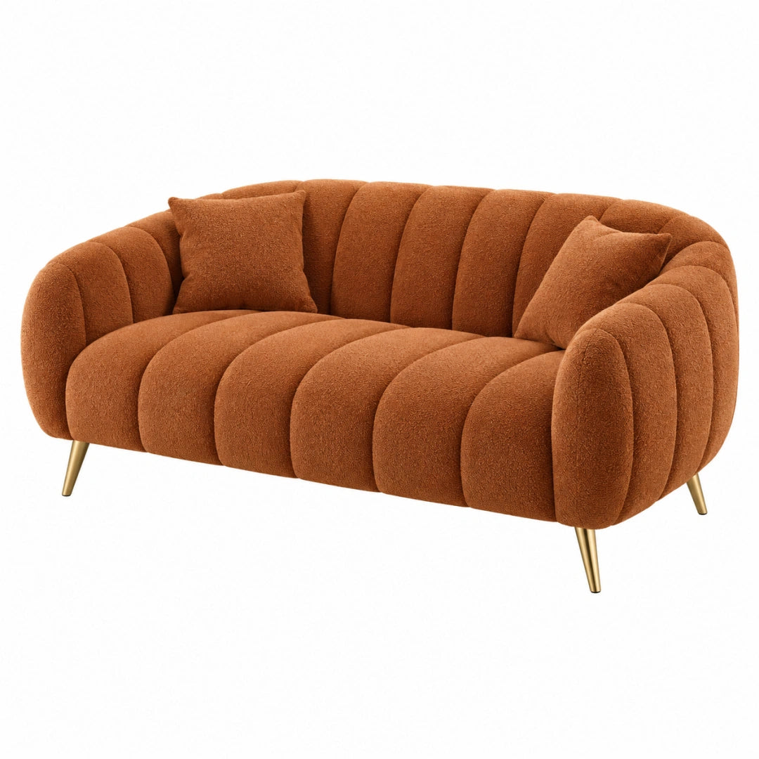Zweisitzer-Sofa Erandilo in Terrakotta mit gerippter Textilpolsterung, 180 cm breit, bequemer Sitzkomfort, modernes Design