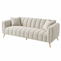Moderner 3-Sitzer Sofa aus Creme Bouclé-Stoff von Erandilo, gepolstert, Maße 220 x 90 x 78 cm, stilvoll und bequem.