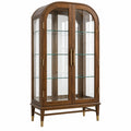 Helle braune Holz-Vitrine mit Glasfronten, 100x45x190 cm, klassisches Design für Wohnraum, Erandilo.