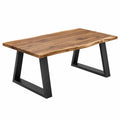 Industrieller Esstisch aus Holz und Metall, braune Tischplatte 180x90cm, schwarzes Metallgestell, stilvoll und robust